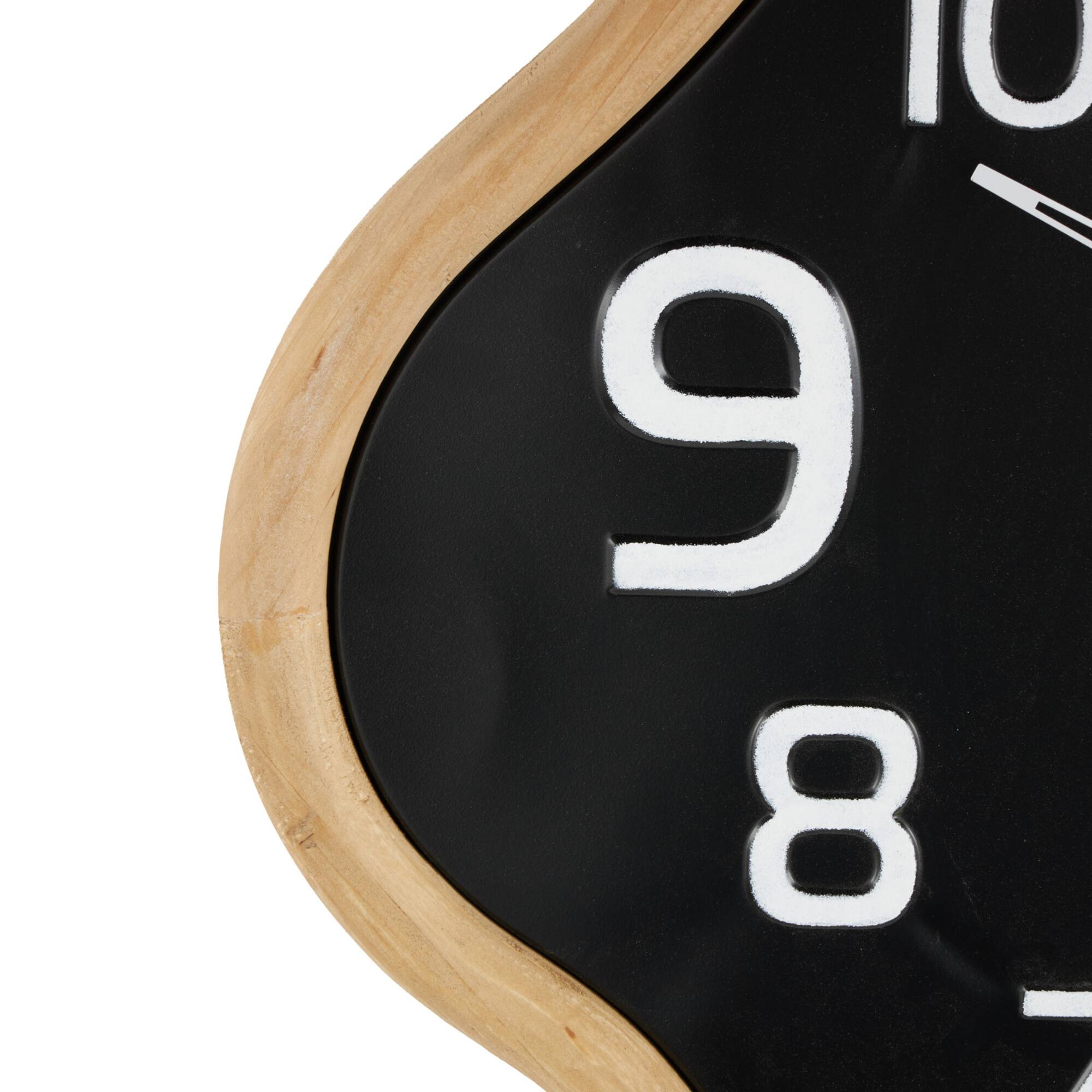 25" x 32" Black Metal Wavy Decorative Wall Clock with Brown Frame & White Accents